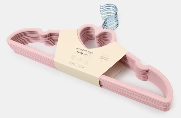 Sinsay - Vállfák szívmotívummal és bársonyos felülettel 10 pack - pasztellpink