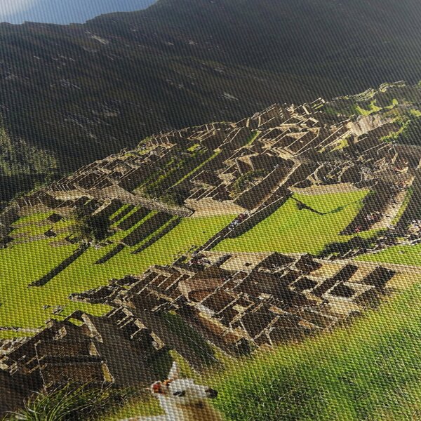 Kép - Lámák Machu Picchuban (órával) (90x30 cm)