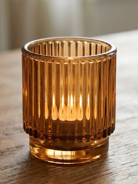 Sinsay - Bordázott tealight gyertyatartó - borostyánszínű
