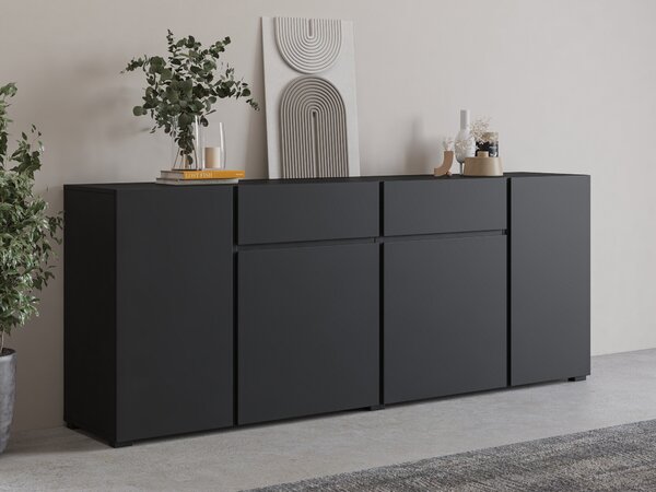 Komód Elbleve 103, Laminált forgácslap, 78x195x40cm, Fekete