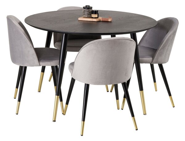 Asztal Dallas 104, 75cm, Fekete, Sárgaréz