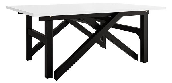 Kihajtható dohányzóasztal Oswego 151, Fém, Laminált forgácslap, 40x70cm, Fekete, Fehér
