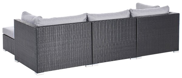 Kerti sarok ülőgarnitúra 4 személyes SANO Bal oldali Fekete PE Rattan