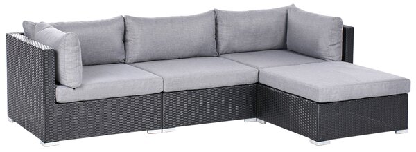 Kerti sarok ülőgarnitúra 4 személyes SANO Bal oldali Fekete PE Rattan