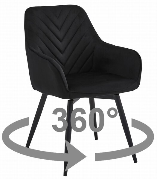 Étkezőszék NANA360 - fekete bársony/fekete lábak