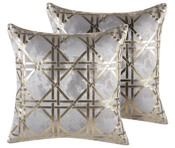 2 db díszpárna CASSIA 45 x 45 cm Szürke Geometrikus mintás