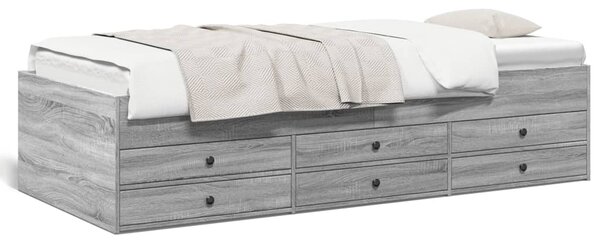 Szürke sonoma kanapéágy fiókkal matrac nélkül 90x190 cm