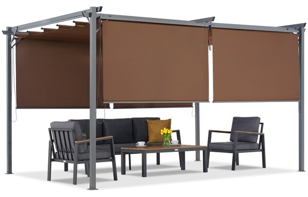 Barna terasz pergola redőnyökkel La Palma 3x3 Garden Point