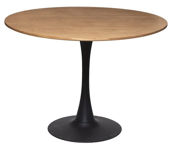 Étkezőasztal, tölgy színű, fekete lábbal - PION