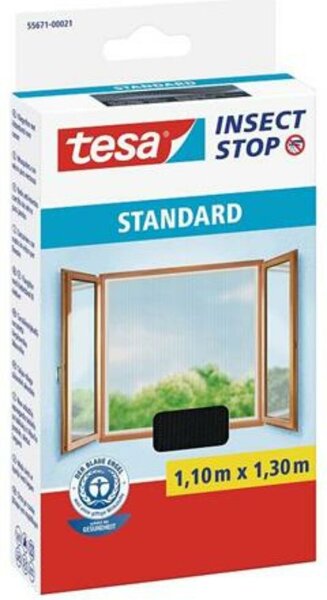 Szúnyogháló, ablakra, tépőzáras, 1,1 x 1,3 m, TESA&reg; Insect Stop, antracit (TE55671)
