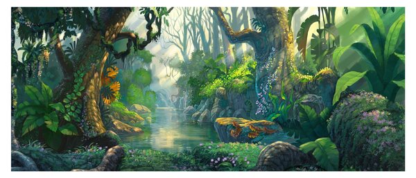 Kép - Egy trópusi erdő illusztrációja (120x50 cm)