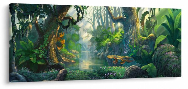 Kép - Egy trópusi erdő illusztrációja (120x50 cm)