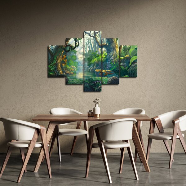 Kép - Egy trópusi erdő illusztrációja (150x105 cm)