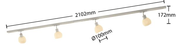 Lindby 1 fázisú sínrendszer Linaro, E14, ezüst, 4 izzós., dimmelhető, Alu / szürke / cink, Nappali / Étkező, fém, Modern