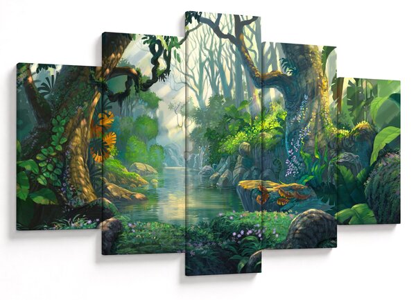 Kép - Egy trópusi erdő illusztrációja (150x105 cm)