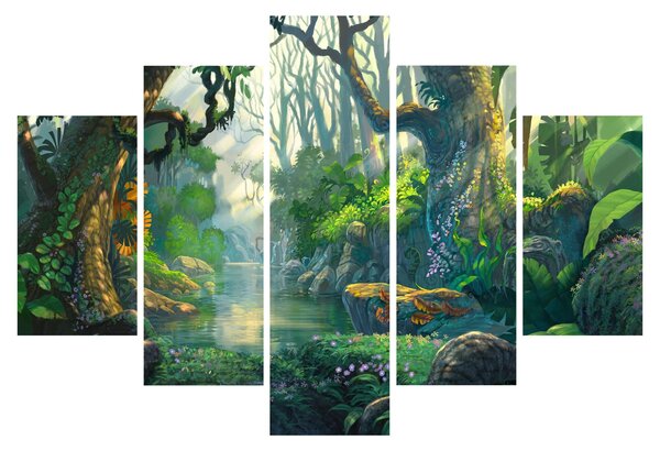 Kép - Egy trópusi erdő illusztrációja (150x105 cm)