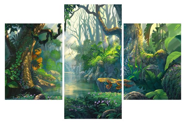Kép - Egy trópusi erdő illusztrációja (90x60 cm)