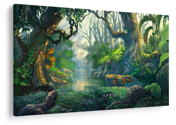 Kép - Egy trópusi erdő illusztrációja (90x60 cm)