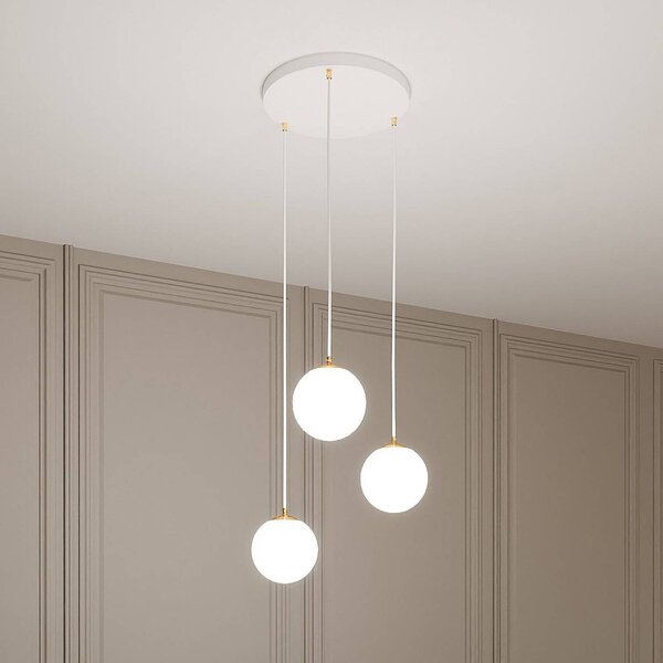 EMIBIG LIGHTING Royal lógó világítás, 3 izzós, opálfehér/fehér, üveg, E14, dimmelhető, Fehér / opál, Nappali / Étkező, Modern