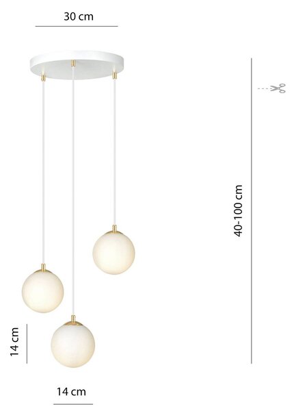 EMIBIG LIGHTING Royal lógó világítás, 3 izzós, opálfehér/fehér, üveg, E14, dimmelhető, Fehér / opál, Nappali / Étkező, Modern
