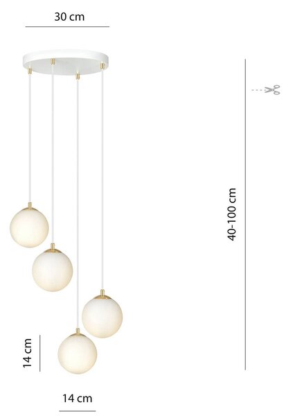 EMIBIG LIGHTING Royal lógó világítás, 4 izzós, opálfehér/fehér, üveg, E14, dimmelhető, Fehér / opál, Nappali / Étkező, Modern