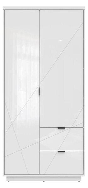 Gardróbszekrény Fivale 105, Laminált forgácslap, 201x94x57cm, Fehér, Fényes fehér