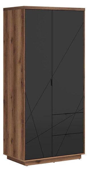 Gardróbszekrény Fivale 105, Laminált forgácslap, 201x94x57cm, Fekete, Sötét delanói tölgy