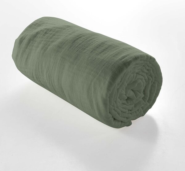 Khaki gumis muszlin lepedő 160x200 cm Angelia – douceur d'intérieur