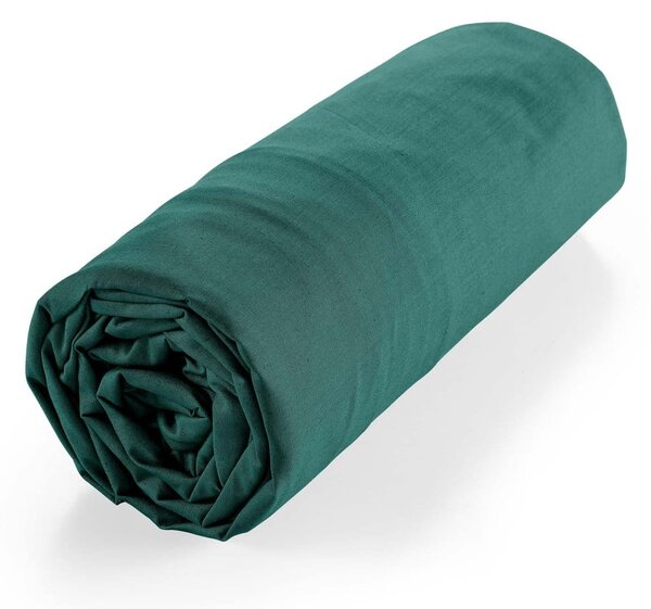 Zöld gumis bio pamut lepedő 160x200 cm Biolina – douceur d'intérieur