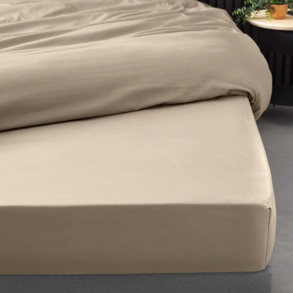 Világosbarna gumis pamut-perkál lepedő 180x200 cm Percaline – douceur d'intérieur
