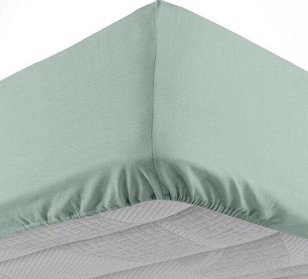 Világoszöld gumis pamut lepedő 160x200 cm Lina – douceur d'intérieur