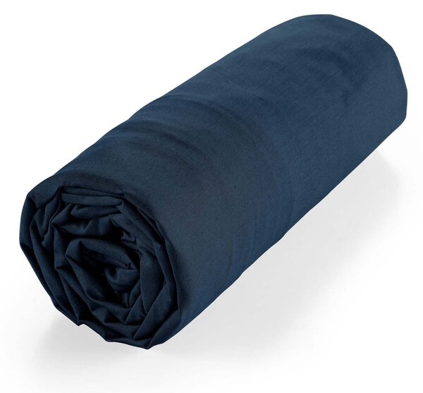 Sötétkék gumis bio pamut lepedő 180x200 cm Biolina – douceur d'intérieur