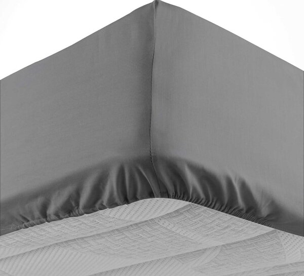 Antracitszürke gumis pamut lepedő 180x200 cm Lina – douceur d'intérieur