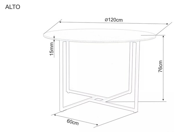 Kerek étkezőasztal tölgy dekor asztallappal ALTO 120x120