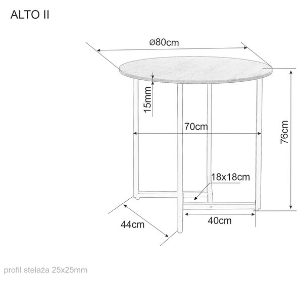 Kerek étkezőasztal tölgy dekor asztallappal ALTO II 80x80