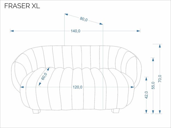 Kétszemélyes kanapé, 140 cm, sötétbézs - FRAISIER