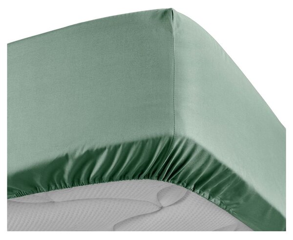 Zöld gumis pamut-perkál lepedő 160x200 cm Percaline – douceur d'intérieur