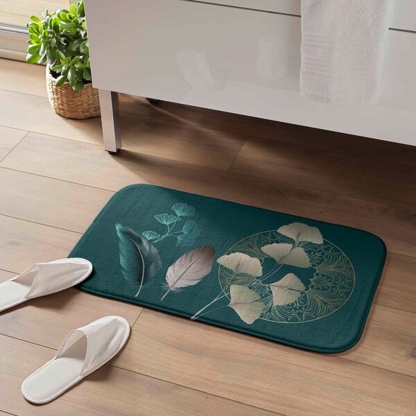 Türkiz fürdőszobai kilépő 45x75 cm Ginkoblue – douceur d'intérieur