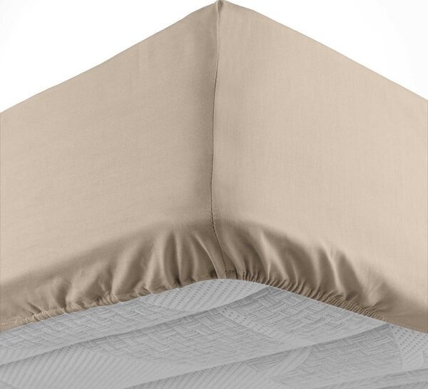 Világosbarna gumis pamut lepedő 160x200 cm Lina – douceur d'intérieur