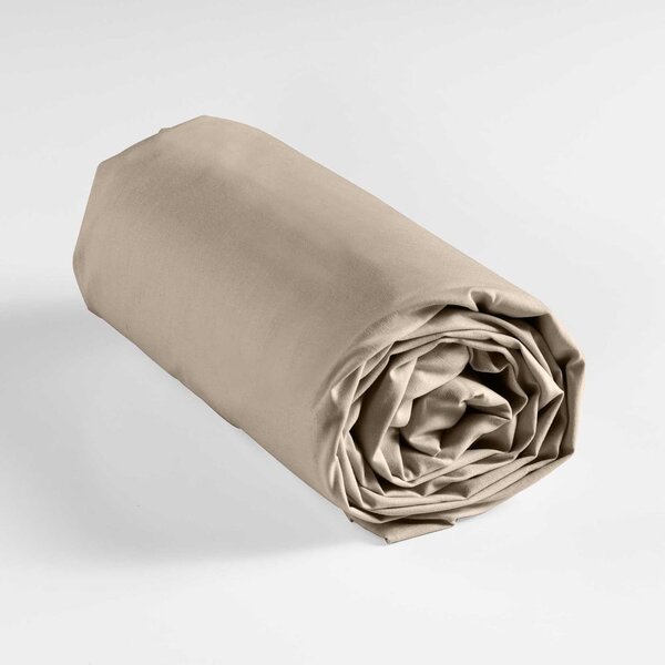 Világosbarna gumis pamut lepedő 160x200 cm Lina – douceur d'intérieur