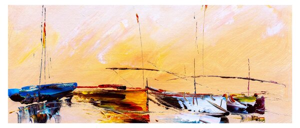 Kép - Csónak, festmény (120x50 cm)