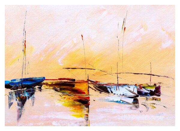 Kép - Csónak, festmény (70x50 cm)
