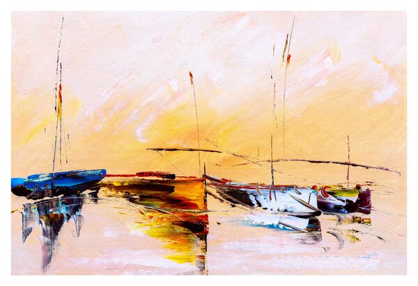 Kép - Csónak, festmény (90x60 cm)