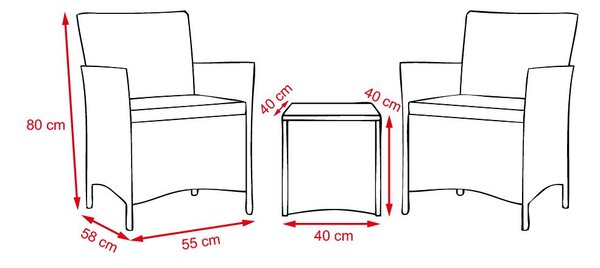 Avenberg VENETO Rattan szett - szürke rattan / szürke párnák
