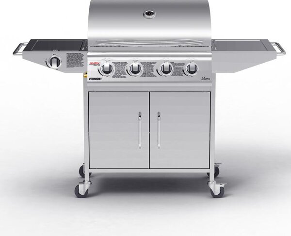 AVENBERG VERMONT BBQ gázgrill rozsdamentes acélból, oldalsó égővel
