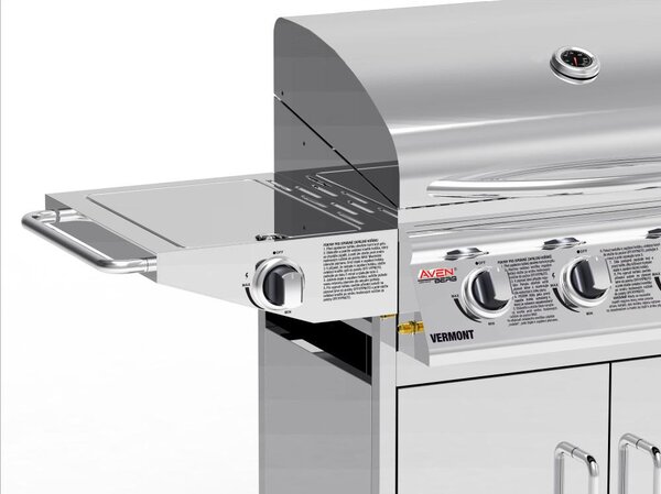 AVENBERG VERMONT BBQ gázgrill rozsdamentes acélból, oldalsó égővel