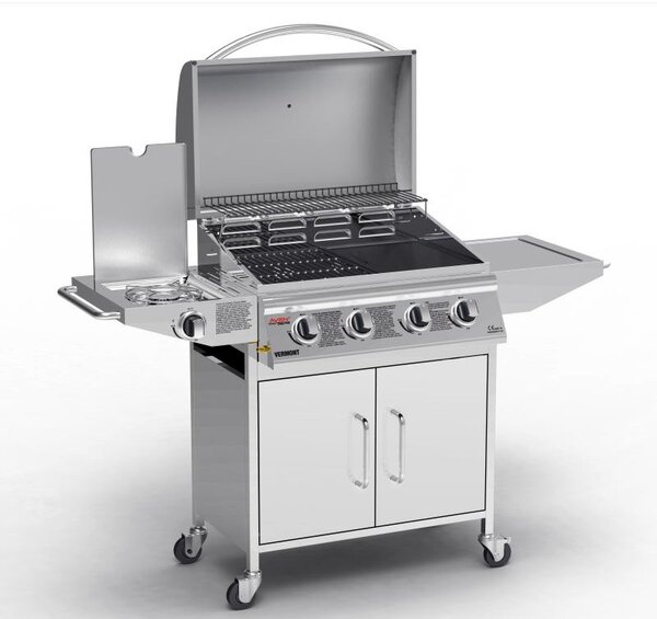 AVENBERG VERMONT BBQ gázgrill rozsdamentes acélból, oldalsó égővel