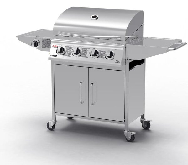 AVENBERG VERMONT BBQ gázgrill rozsdamentes acélból, oldalsó égővel