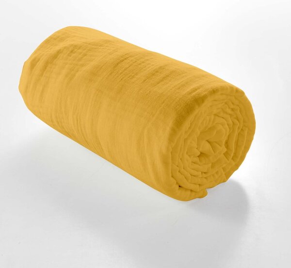 Sárga gumis muszlin lepedő 160x200 cm Angelia – douceur d'intérieur