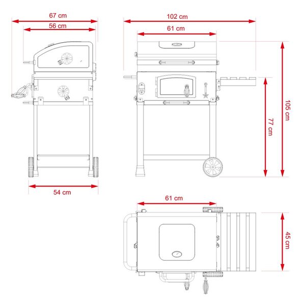 Multifunciós Avenberg GENIUS BBQ grill + öntöttvas rostély + öntöttvas grill lap + pizzakő